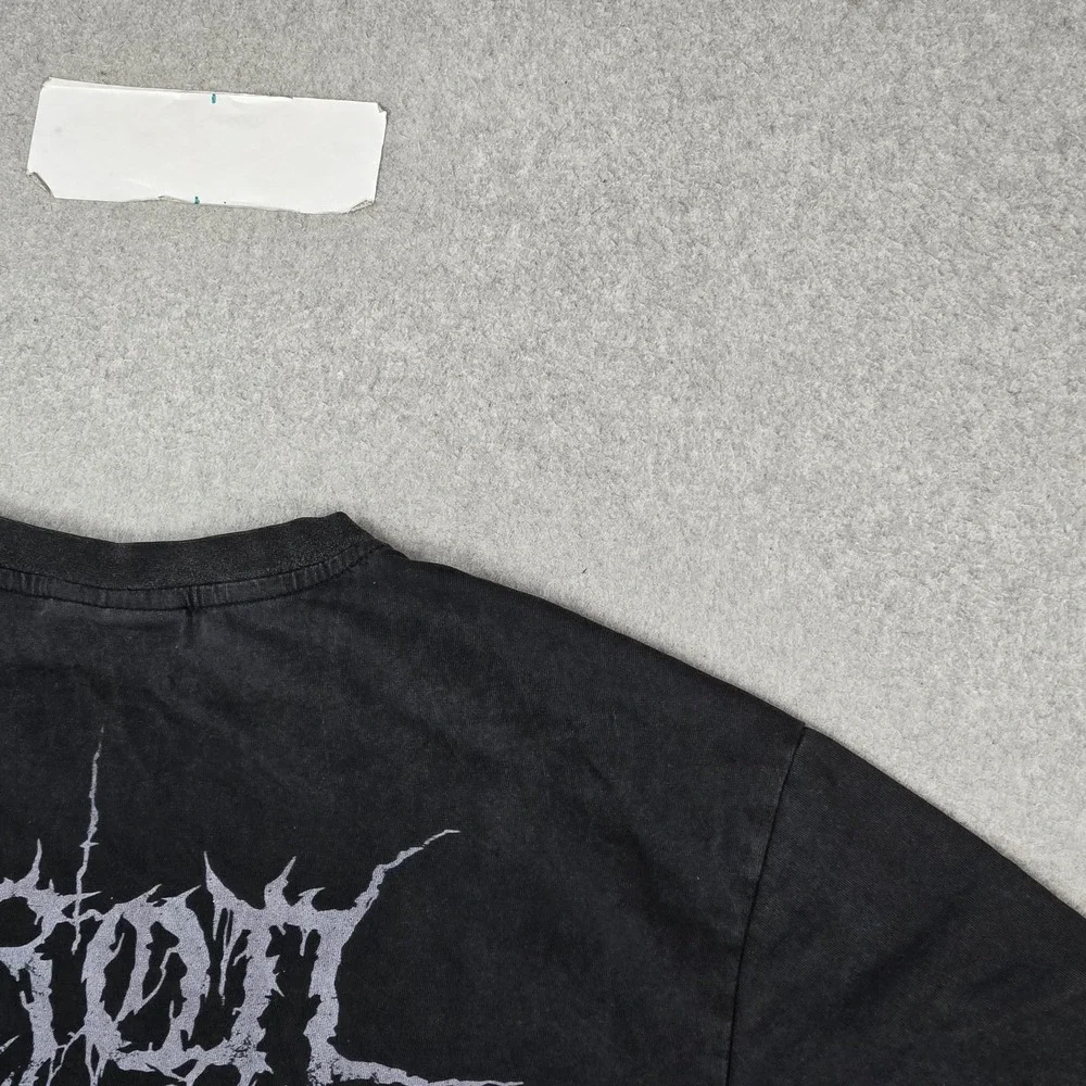 VINTAGE Ironwilled Men Shirt XL Black Y2K Grunge Death Skull The Darkness Skater